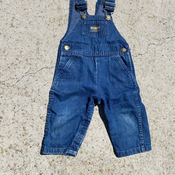 Vintage 80s Toddler OshKosh B'Gosh Overalls with cherry print, Kids Jumper - Picture 1 of 8